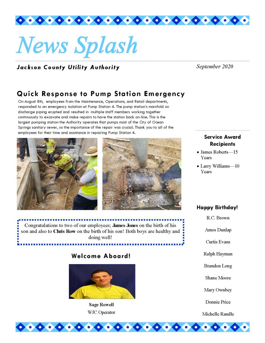 JCUA Monthly Newsletter | Jackson County Utility Authority