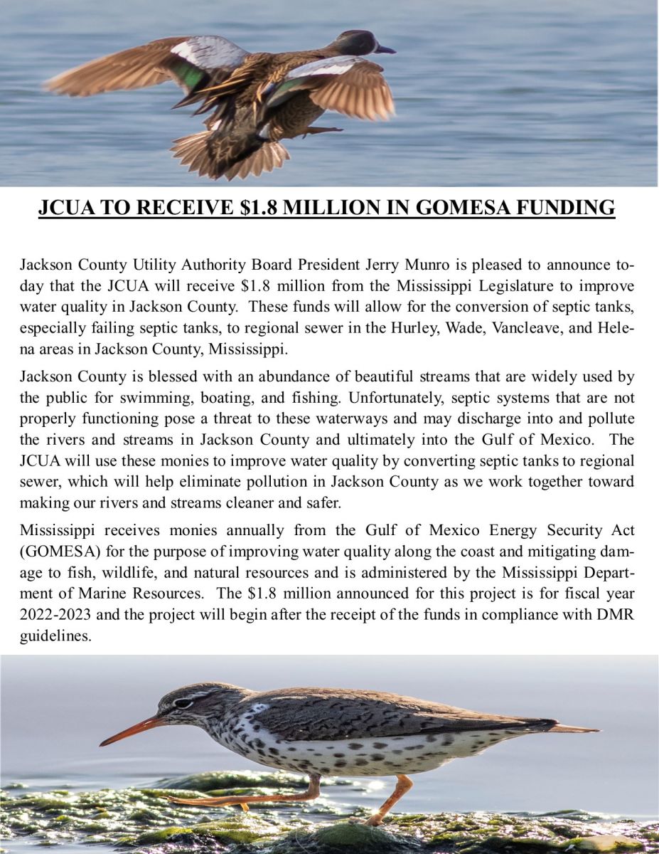 JCUA to Receive $1.8 Million in GOMESA Funding