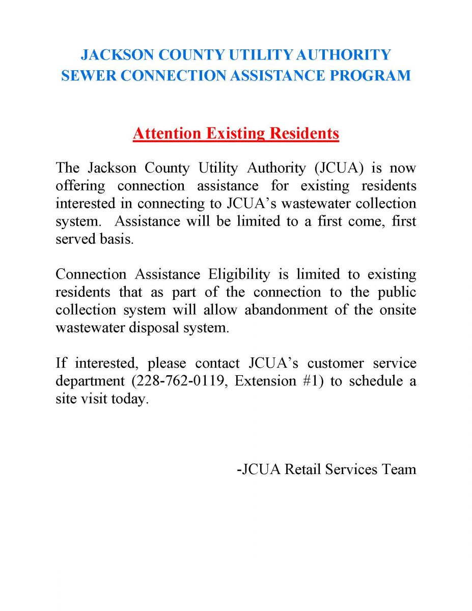 JCUA Connection Assistance Notice
