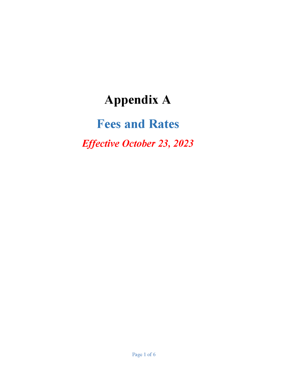 FY-2024 Appendix A Fees and Rates Page 1