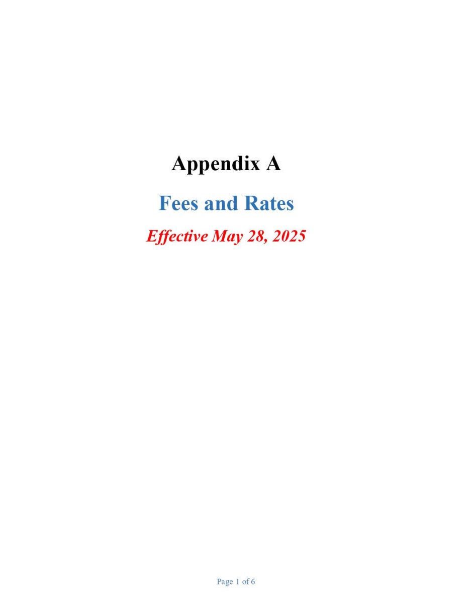 Appendix A Fees and Rates Page