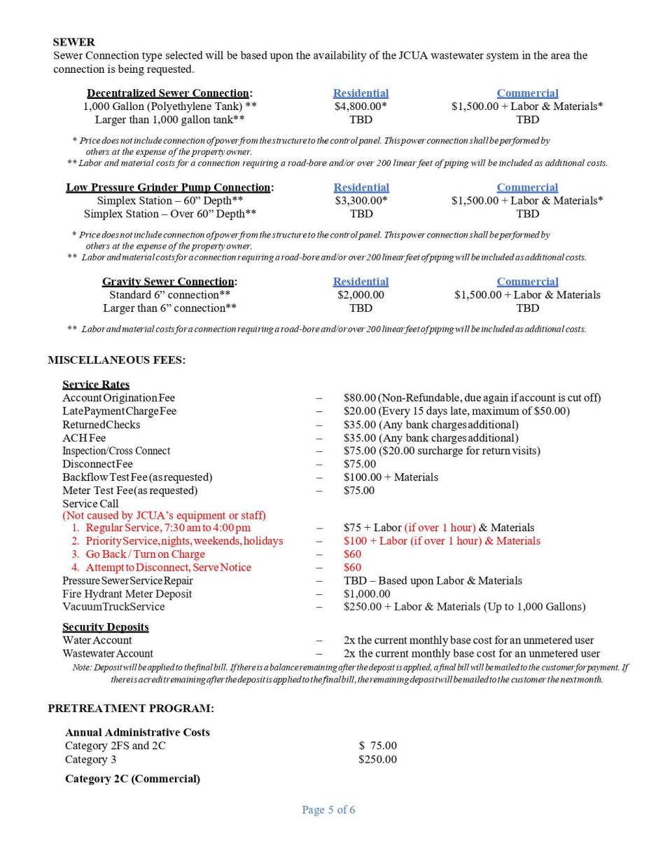Appendix A Fees and Rates Page 5